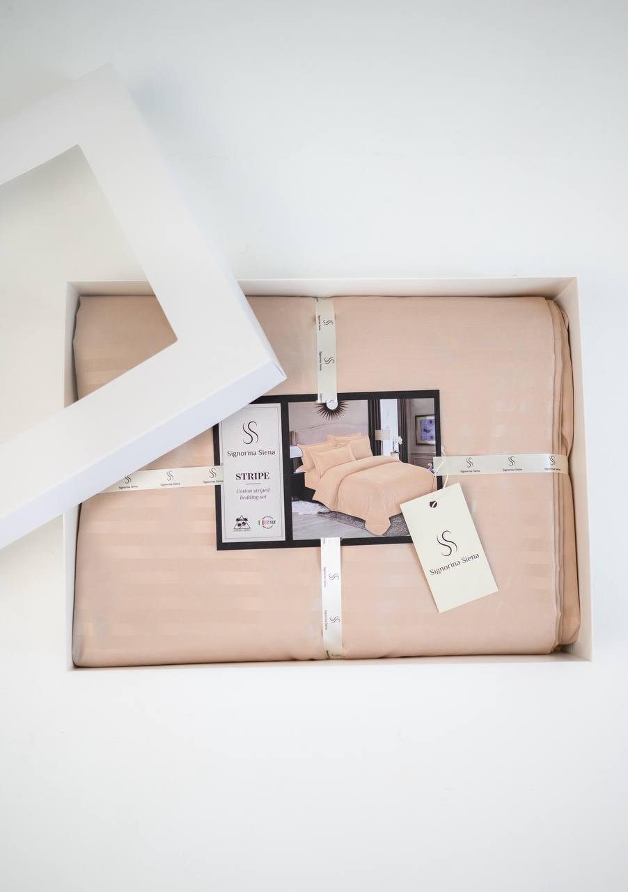 Комплект постільної білизни Signorina Siena зі страйп-сатину євро 50х70 см/70х70 см Бежевий (008E) - фото 1 Комплект постільної білизни Signorina Siena зі страйп-сатину євро 50х70 см/70х70 см Бежевий (008E) - фото 1