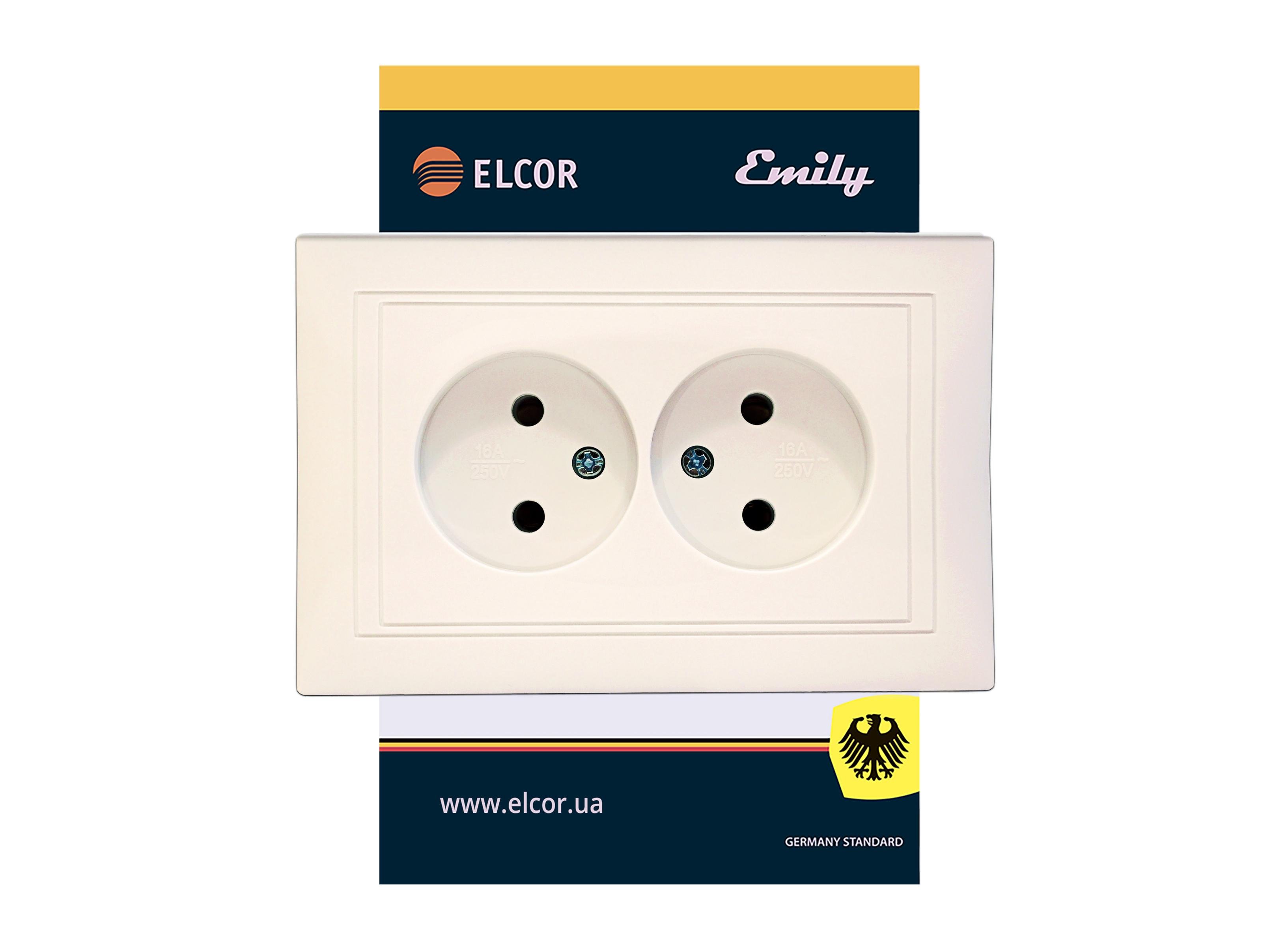 Розетка Elcor Emily 9215 подвійна Кремовий (211568)