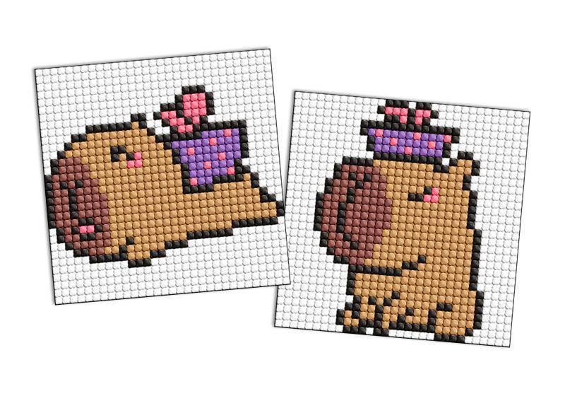 Алмазная мозаика на стикере Ideyka Капибара 10 из 2 сюжетов 9х9 см (Id-AMS1172)