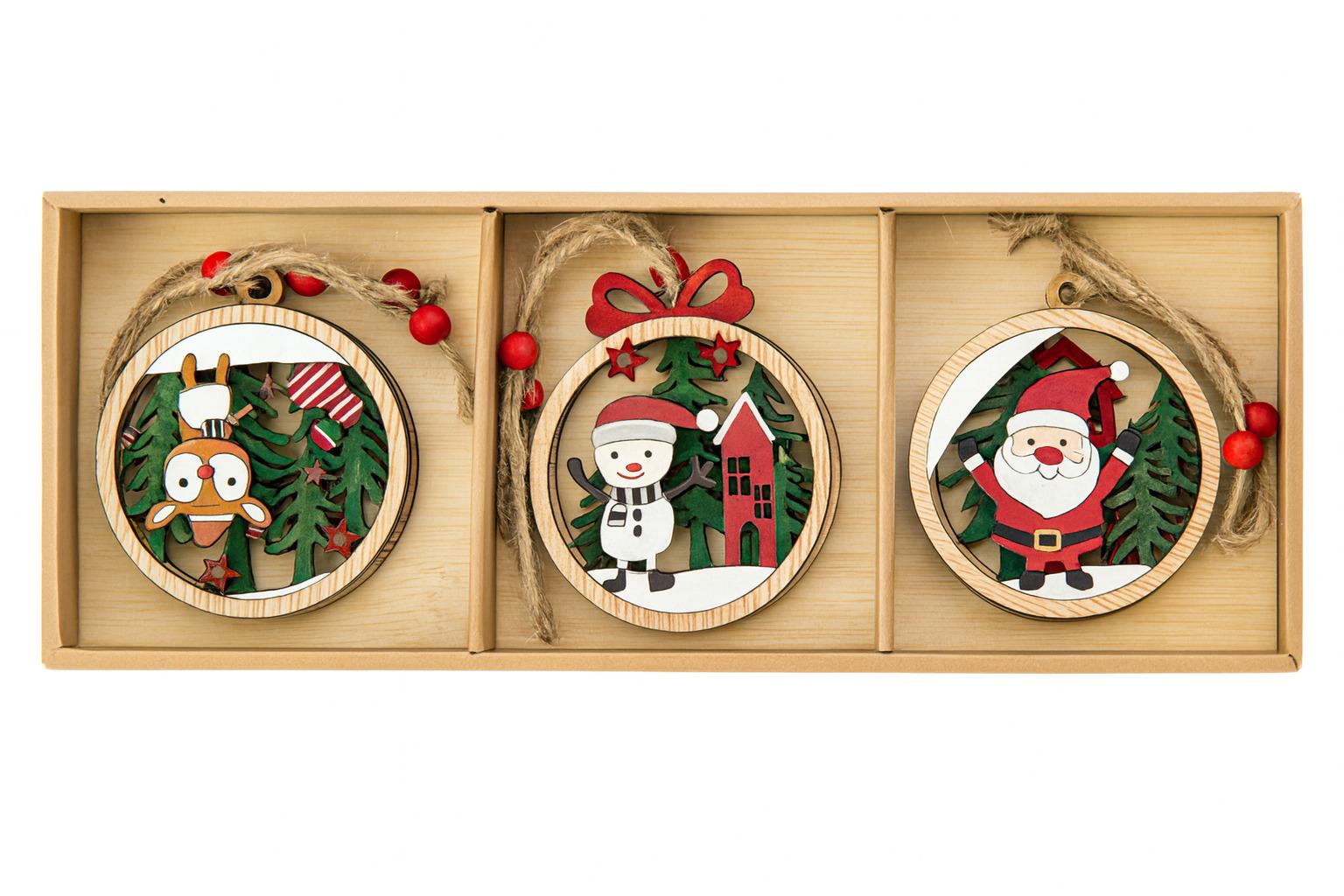 Фигурка-подвеска новогодняя Wooden 6 шт. 6 см (R33808) Фигурка-подвеска новогодняя Wooden 6 шт. 6 см (R33808)