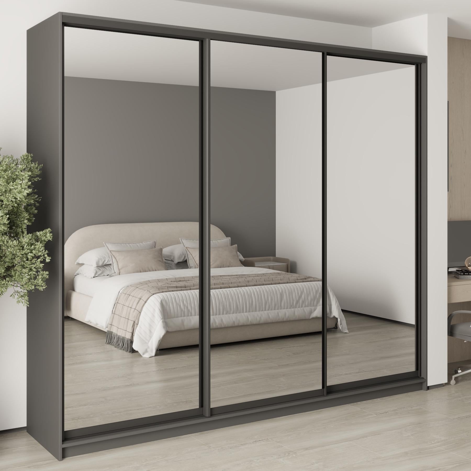Шкаф-купе трехдверный MebelStar Комбо BG 3 зеркала 270x45x240 см Антрацит (MBS-9797)