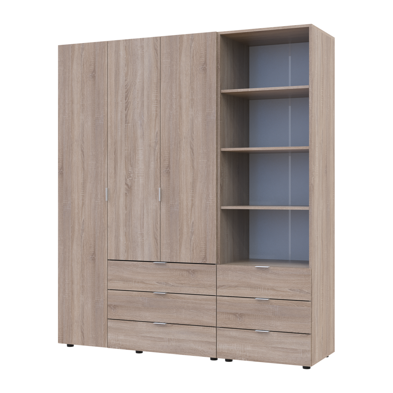 Шкаф для одежды Doros Гелар 3 ДСП с пеналом 176,2х49,5х203,4 см Дуб сонома (42005181)