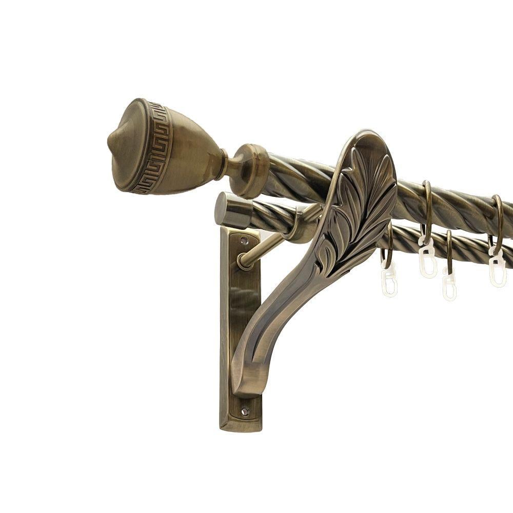 Карниз для штор Orvit Афина крученая двухрядный 25/19 мм ретро 240 см Антик (000-7814)