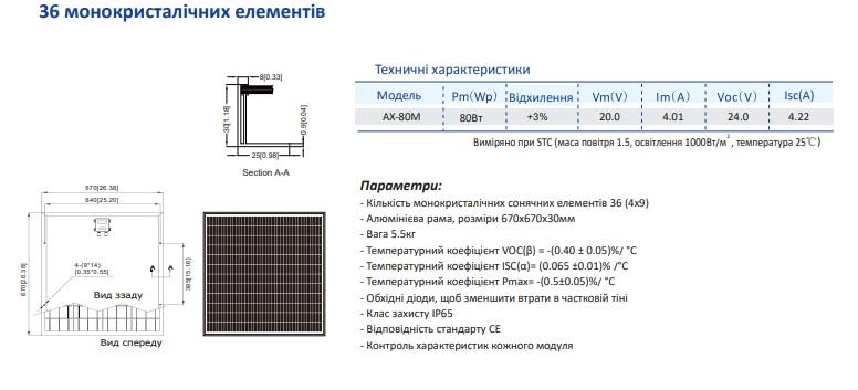 Солнечная батарея монокристаллическая Axioma Energy AX-80M 80 Вт - фото 6 Солнечная батарея монокристаллическая Axioma Energy AX-80M 80 Вт - фото 6
