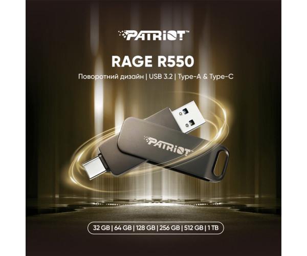 Флешка USB Patriot Gen 1 Rage R550 USB 3.2/Type-C 64Gb Black - фото 5 Флешка USB Patriot Gen 1 Rage R550 USB 3.2/Type-C 64Gb Black - фото 5