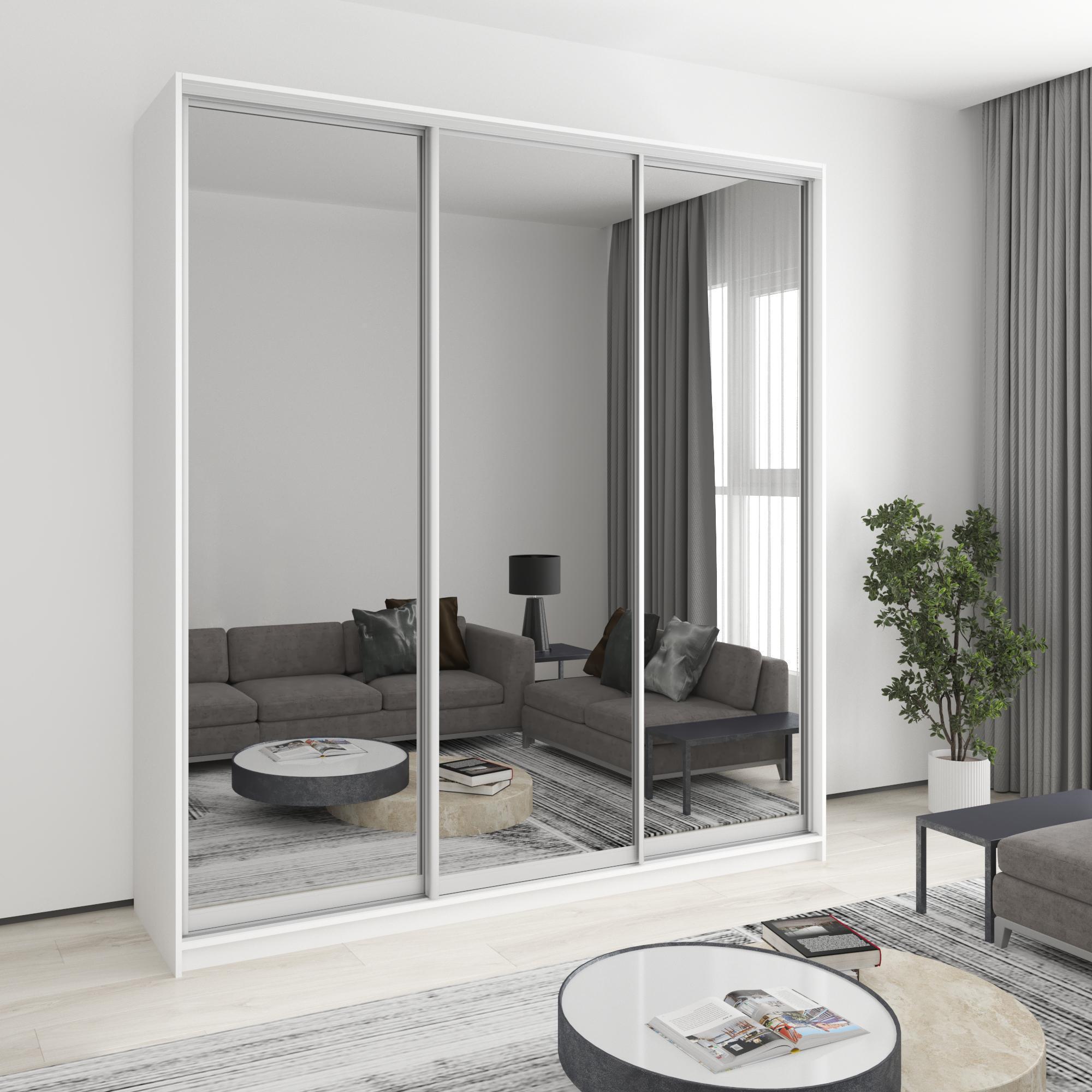 Шкаф-купе трехдверный MebelStar Комбо AL 3 зеркала 220x45x240 см Аляска белый (MBS-2170) Шкаф-купе трехдверный MebelStar Комбо AL 3 зеркала 220x45x240 см Аляска белый (MBS-2170)