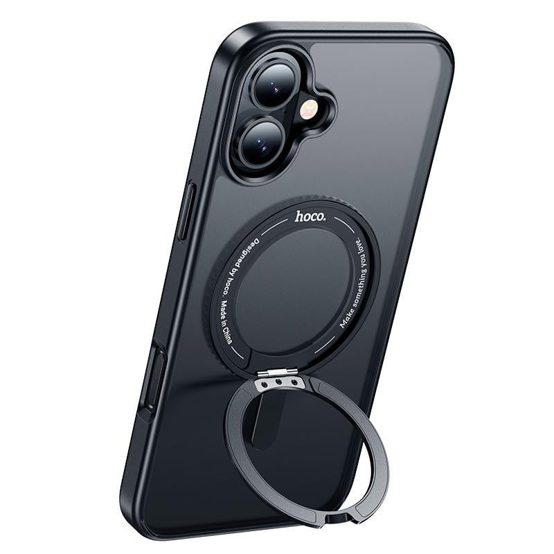 Чохол для телефону HOCO для iPhone 16 rotating magnetic case (AS1) Прозорий з чорним