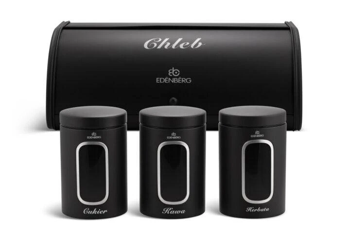 Хлебница Edenberg 44,5x26,5x17,5 см и 3 баночки нержавеющая сталь (EB-097)