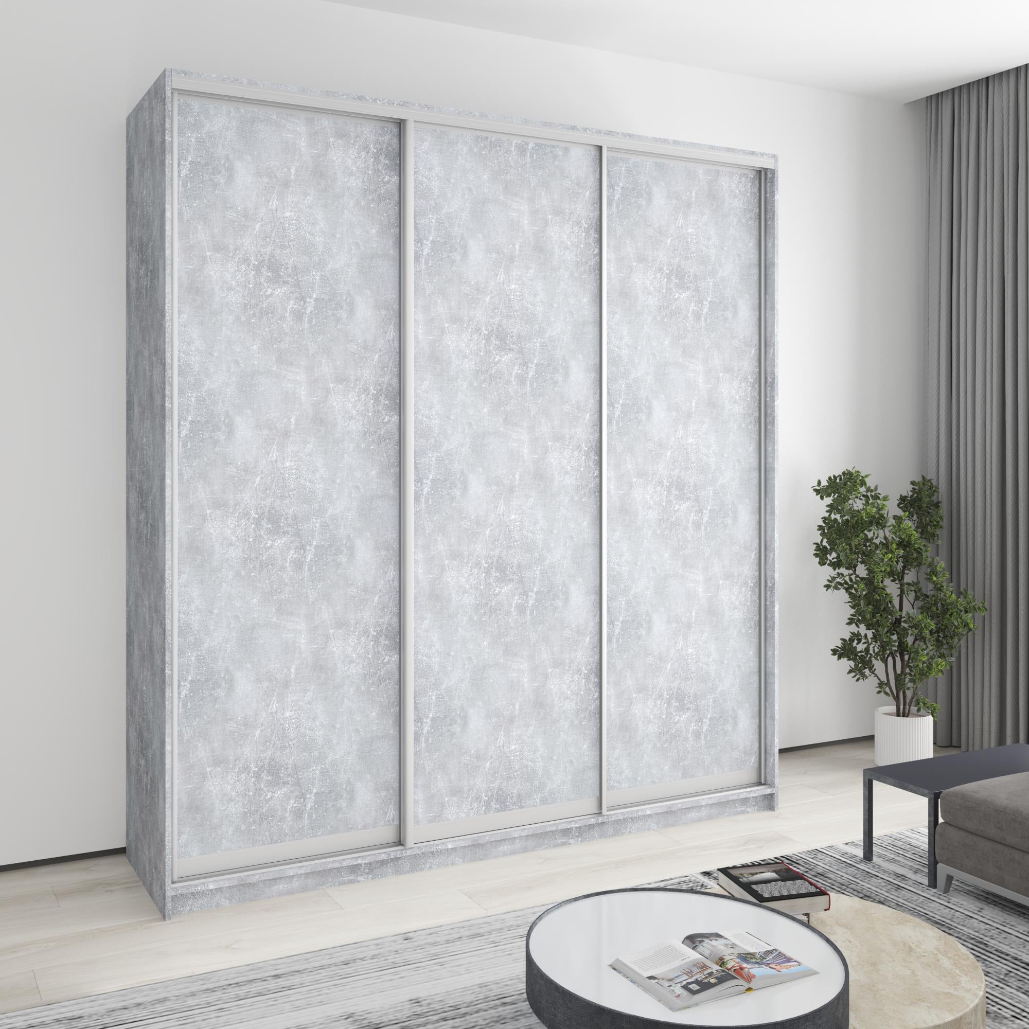 Шкаф-купе трехдверный MebelStar Стандарт AL 3 ДСП 220x60x240 см Бетон (MBS-1828)