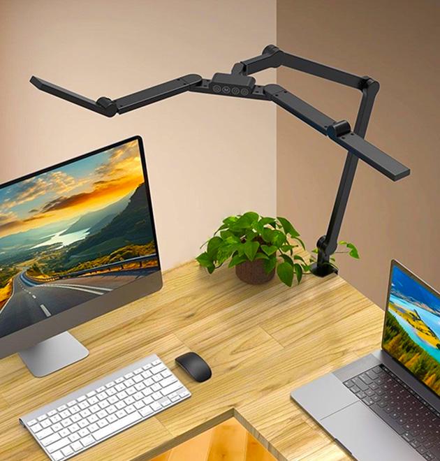 Лампа трансформер с креплением к столу металлическая для рабочего места настольная Черный