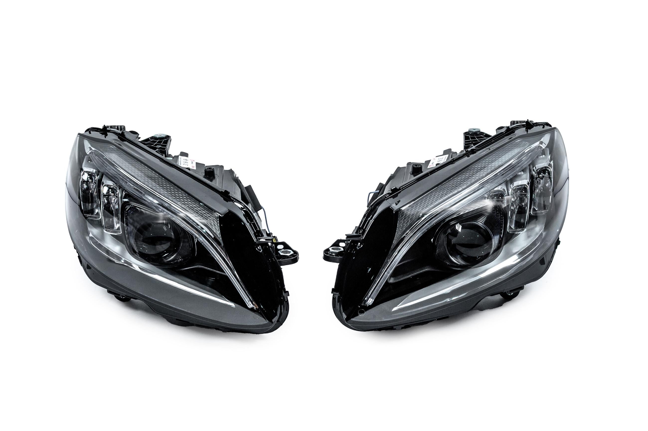 Передние фары Full LED для Halogen GBT для Mercedes C-сlass W205 2014-2021 гг. поликарбонат 2 шт. Черный