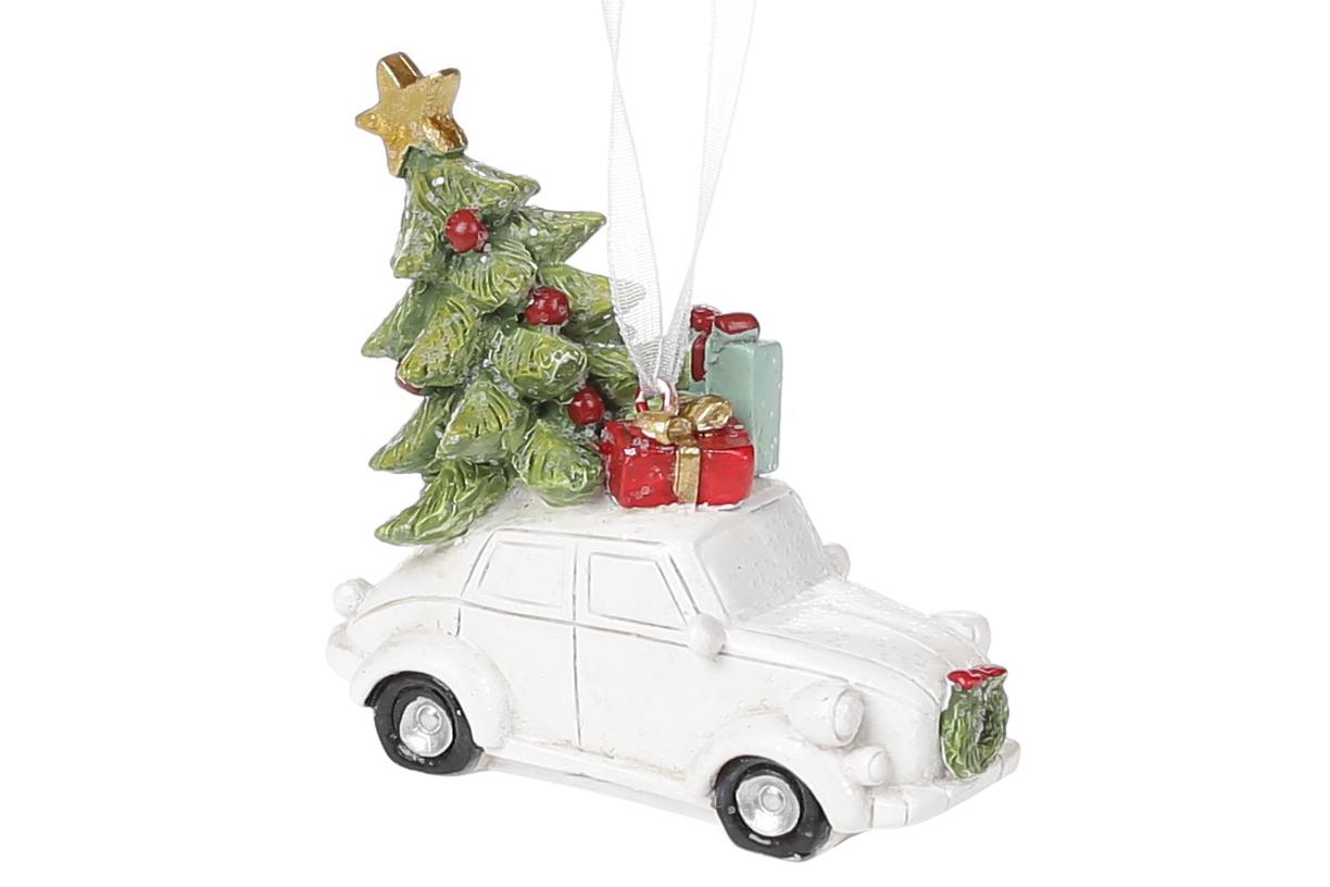 Декоративная подвесная фигурка BonaDi Машинка с новогодней елкой 6,5 см (707-288)