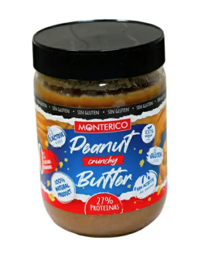 Арахисовое паста Веган Monterico Peanut Butter Cranchy 0% без сахара 500 г