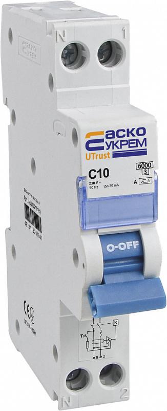 Устройство защитного отключения АСКО UTrust 1P+N 18 мм 10А C 30 мАA (A0010210152)