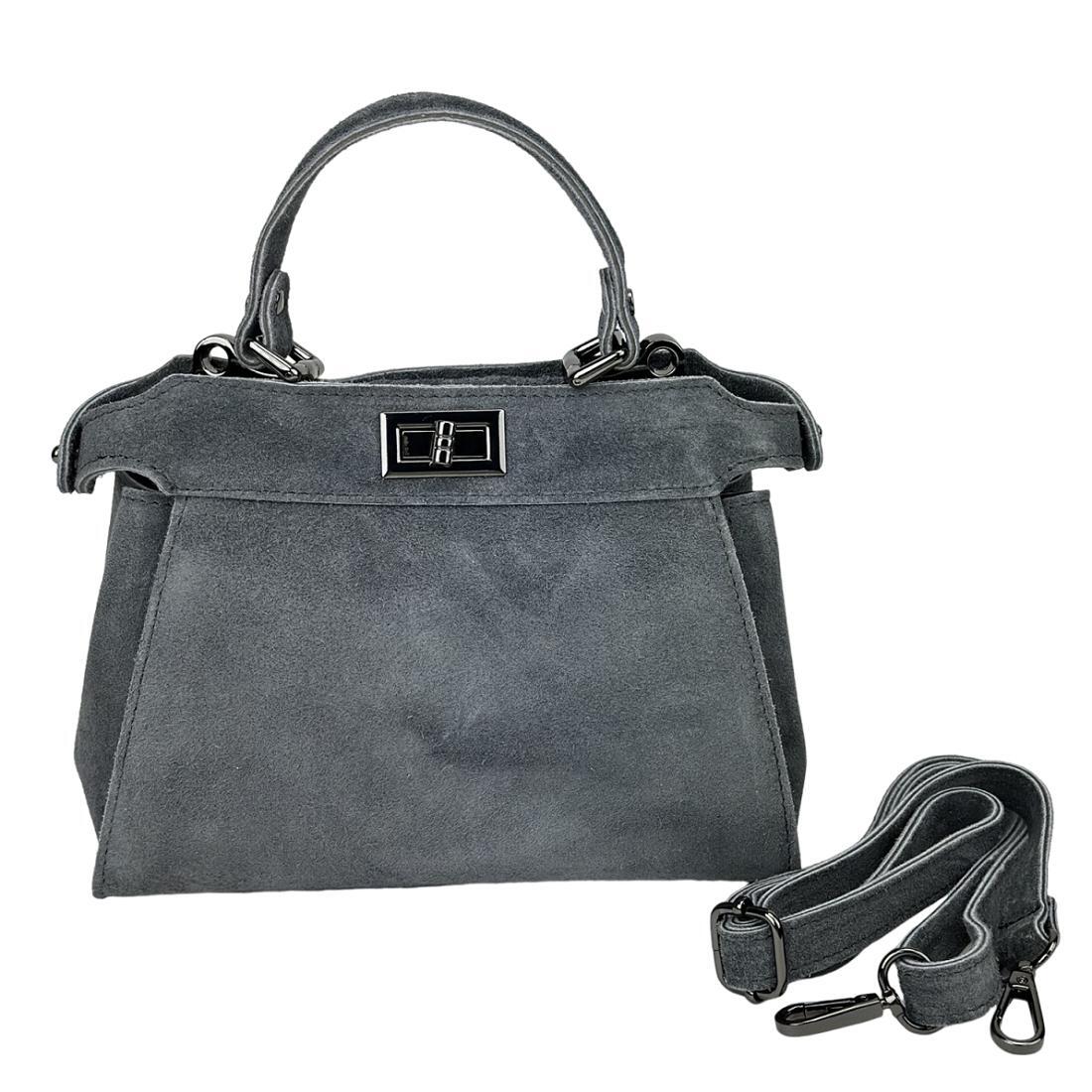 Жіноча сумка крос-боді Royal Bag F-IT-4442G замшева Сірий (8074) - фото 3 Жіноча сумка крос-боді Royal Bag F-IT-4442G замшева Сірий (8074) - фото 3