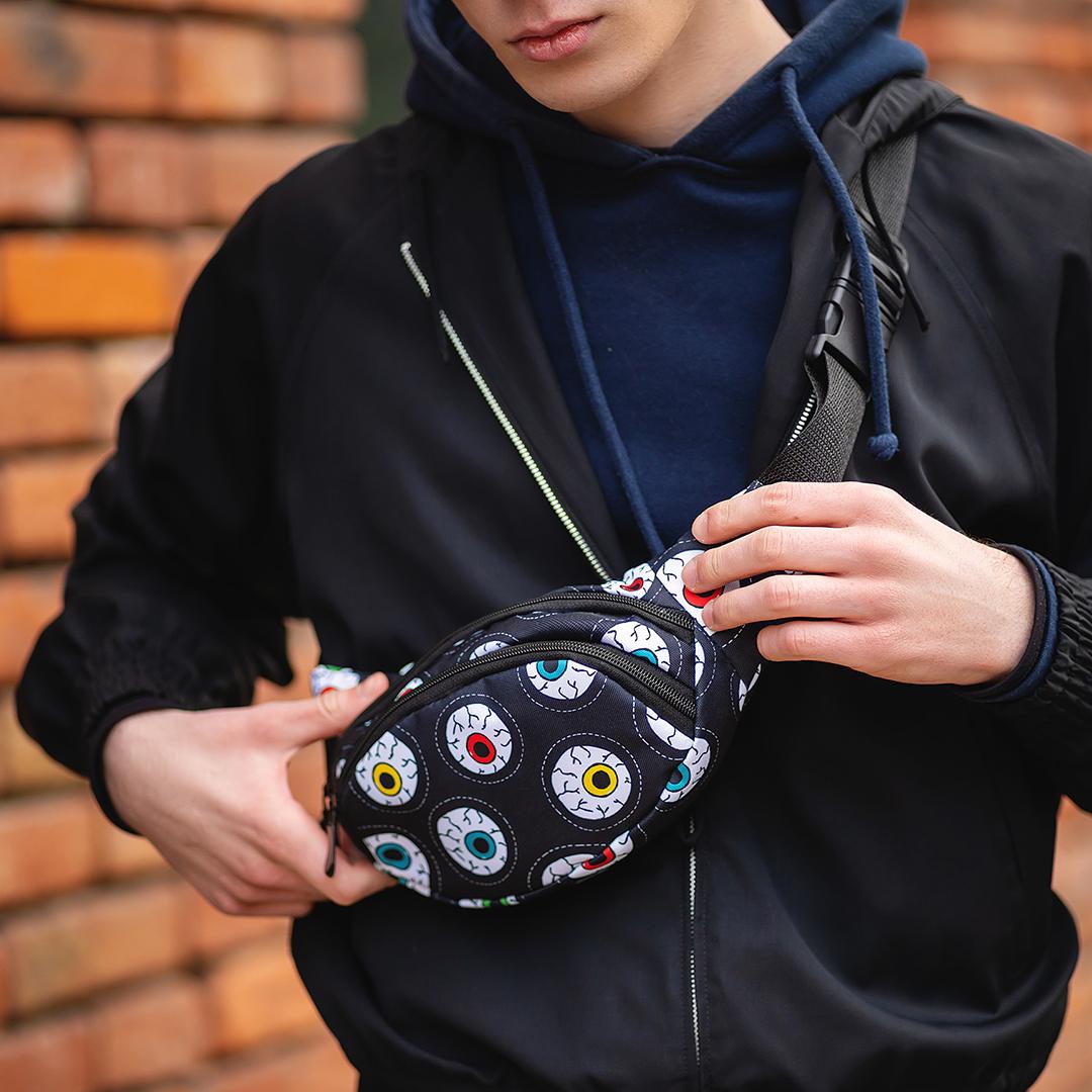 Поясная сумка-бананка детская с принтом глаз (6549921)