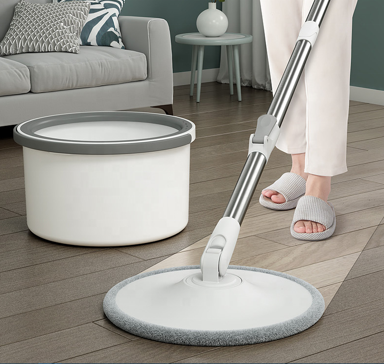 Швабра с автоотжимом Hand-Free Mop круглая Серый - фото 3