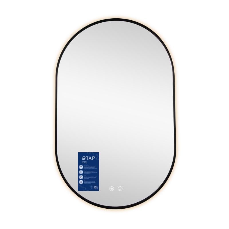 Дзеркало настінне Qtap Scorpio SC1 овальне з LED-підсвіткою Touch/антизапотіванням/димером/регулювання температури 500x800 мм Black (QTSC500800)