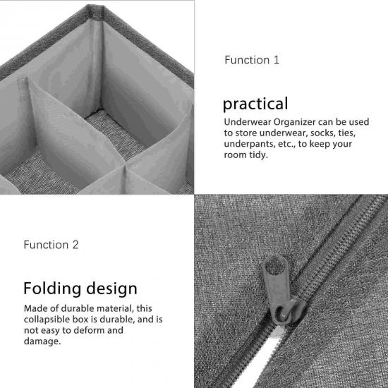 Органайзер для белья в тумбочку на 24 ячейки хлопок 32x32x9 Grey (127721) - фото 3 Органайзер для белья в тумбочку на 24 ячейки хлопок 32x32x9 Grey (127721) - фото 3