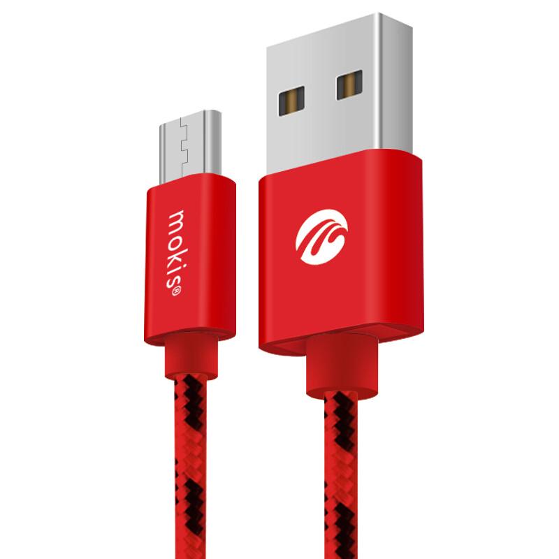 Кабель Micro USB Mokis для зарядки 1 м Красно-черный Кабель Micro USB Mokis для зарядки 1 м Красно-черный