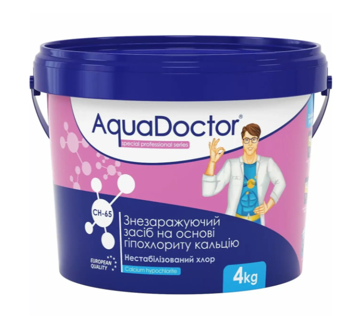 Дезинфектант на основе гипохлорита кальция AquaDoctor CH-65 4 кг (2900515) - фото 1 Дезинфектант на основе гипохлорита кальция AquaDoctor CH-65 4 кг (2900515) - фото 1