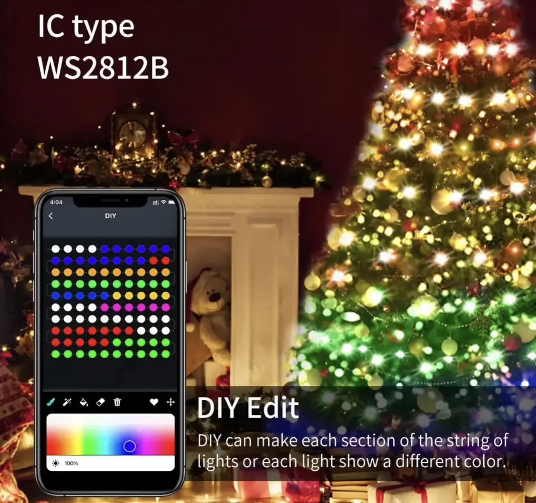 Гирлянда уличная умная Bluetooth 100 LED RGB с управлением с телефона 10 м - фото 2