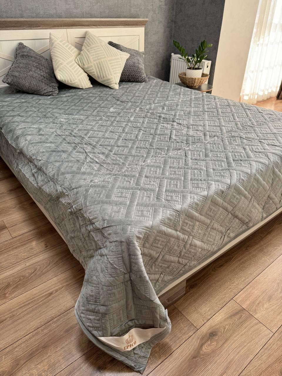 Плед велюровый Макси 230х260 см Серый (14071056) - фото 4