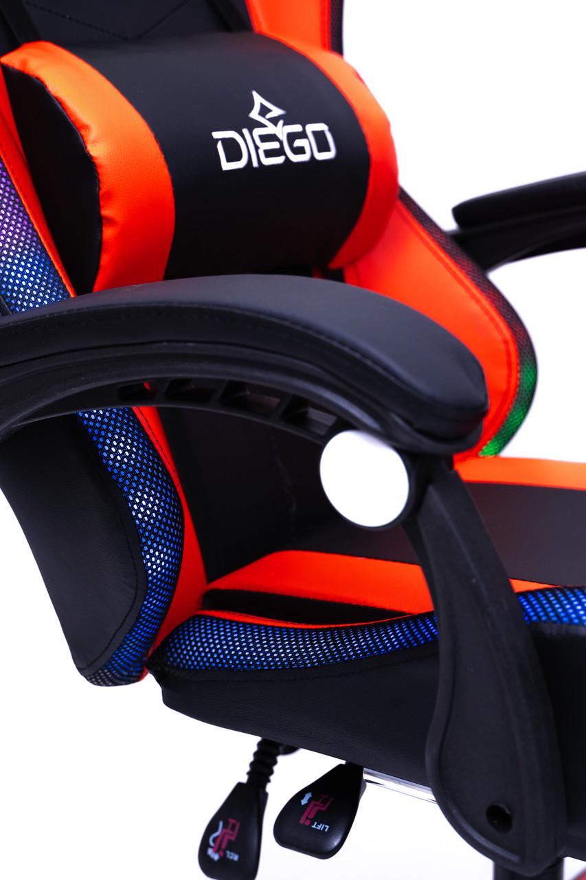 Кресло геймерское Diego с подставкою для ног и подсветкою Черно-красный - фото 7 Кресло геймерское Diego с подставкою для ног и подсветкою Черно-красный - фото 7