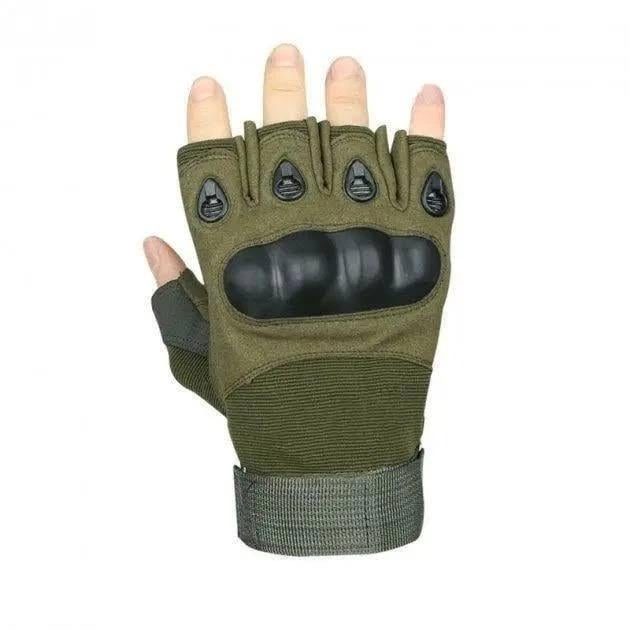 Перчатки тактические беспалые нейлоновые с кожаными вставками M Olive