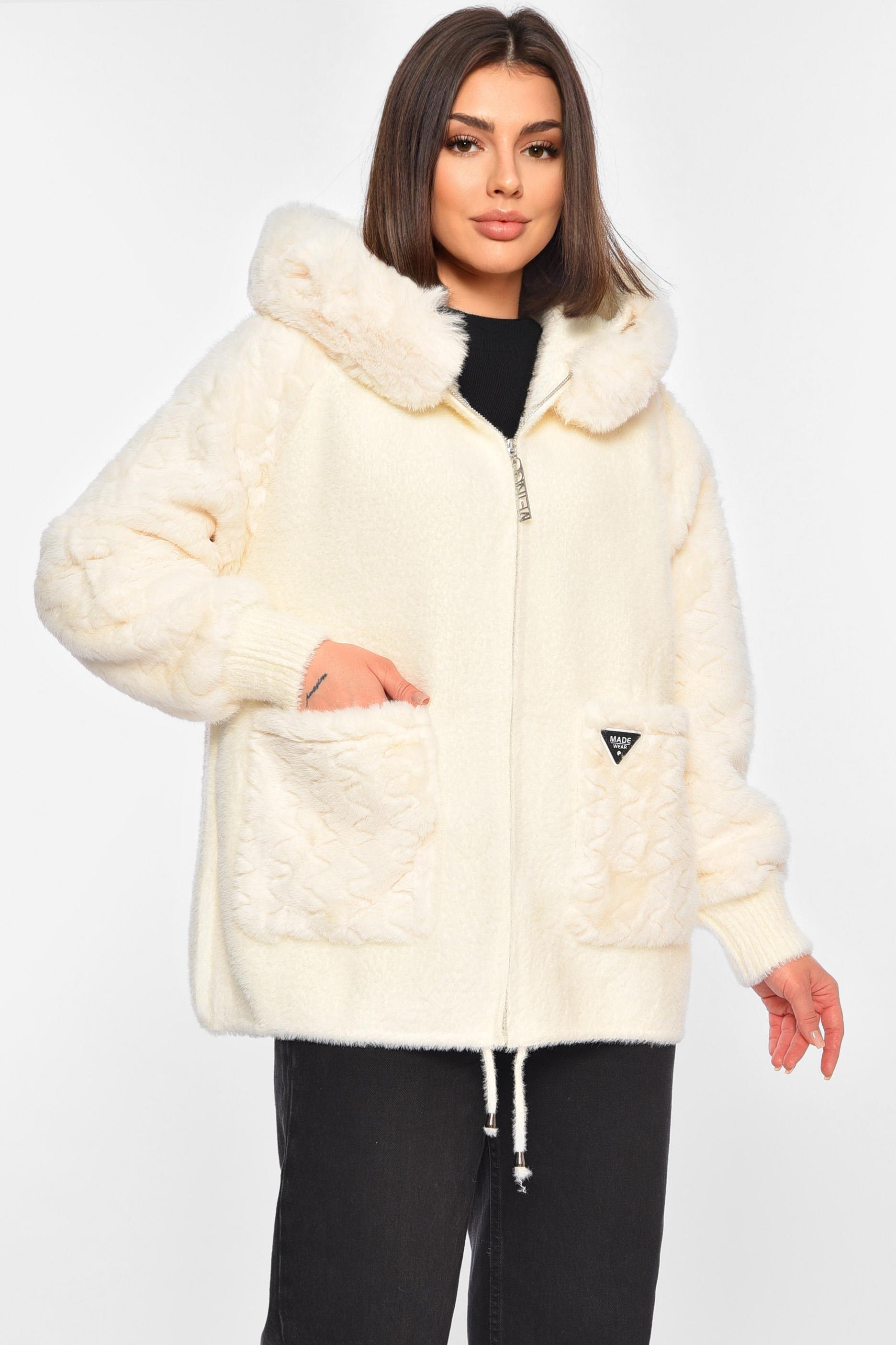 Кардиган женский из альпаки с мехом L Молочный (195347) Кардиган женский из альпаки с мехом L Молочный (195347)