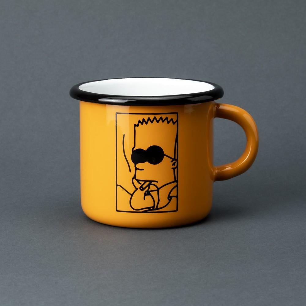 Кружка эмалированная Enamel mug с принтом Барт Симпсон 400 мл Желтый