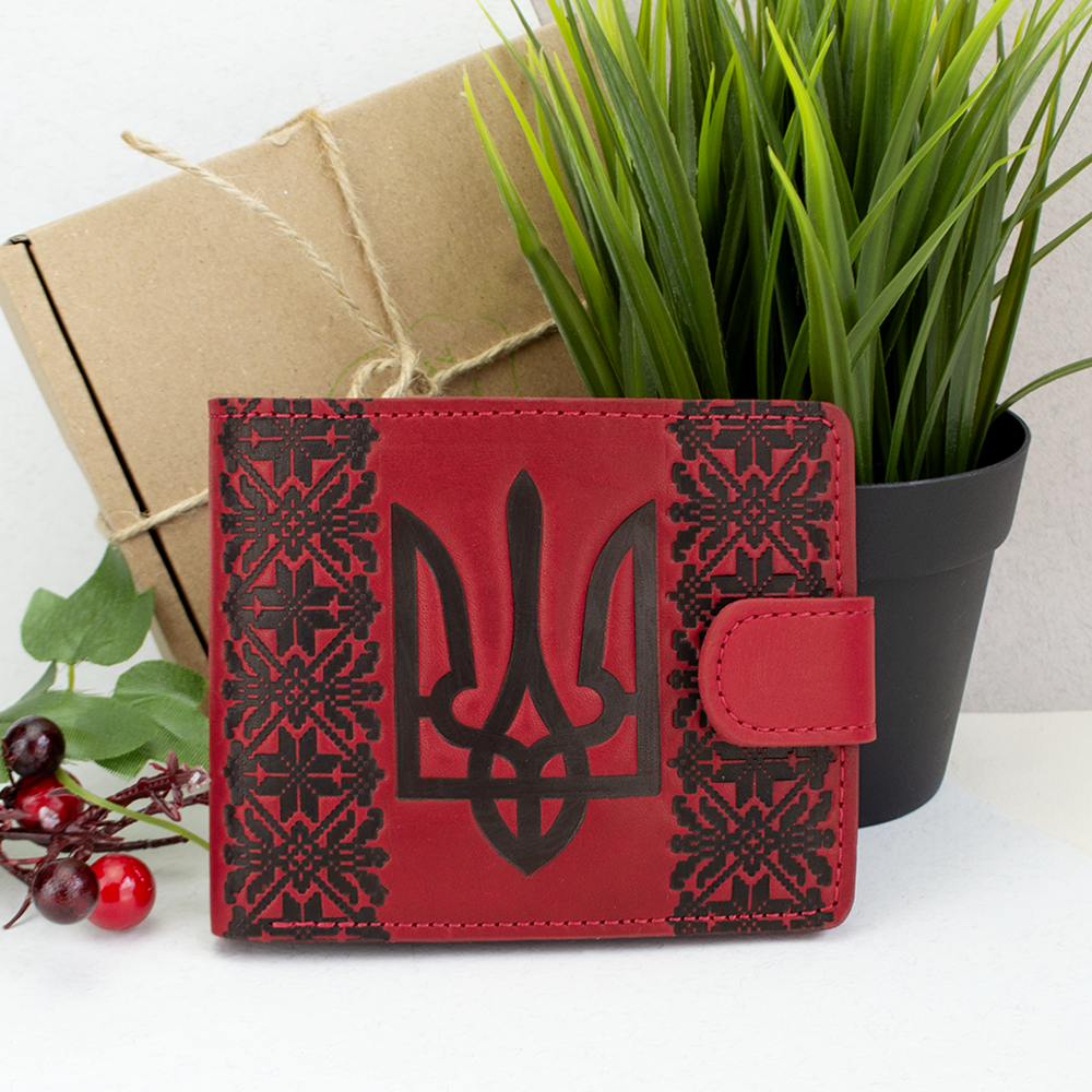 Портмоне женское кожаное П6-03 с гербом Красный