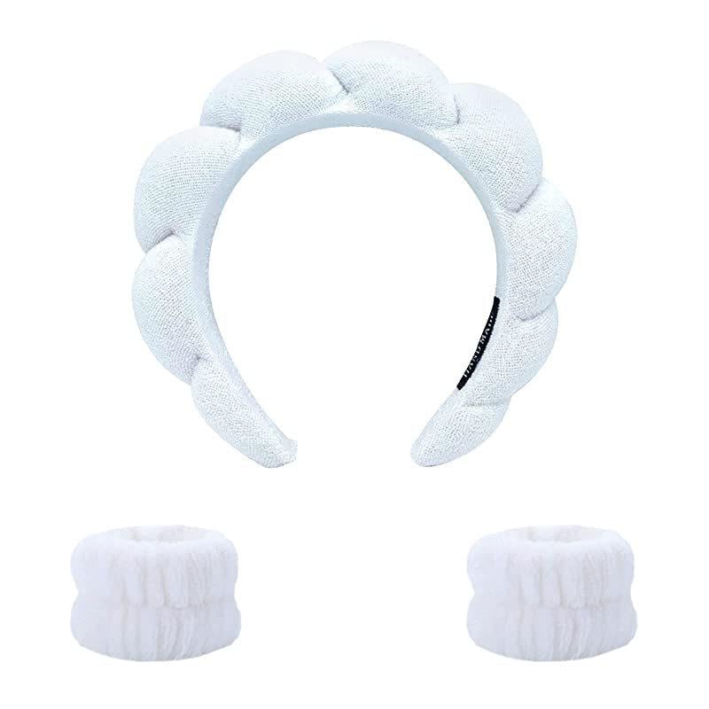 Комплект мягкий косметический обруч и напульсники для умывания Белый - фото 1 Комплект мягкий косметический обруч и напульсники для умывания Белый - фото 1