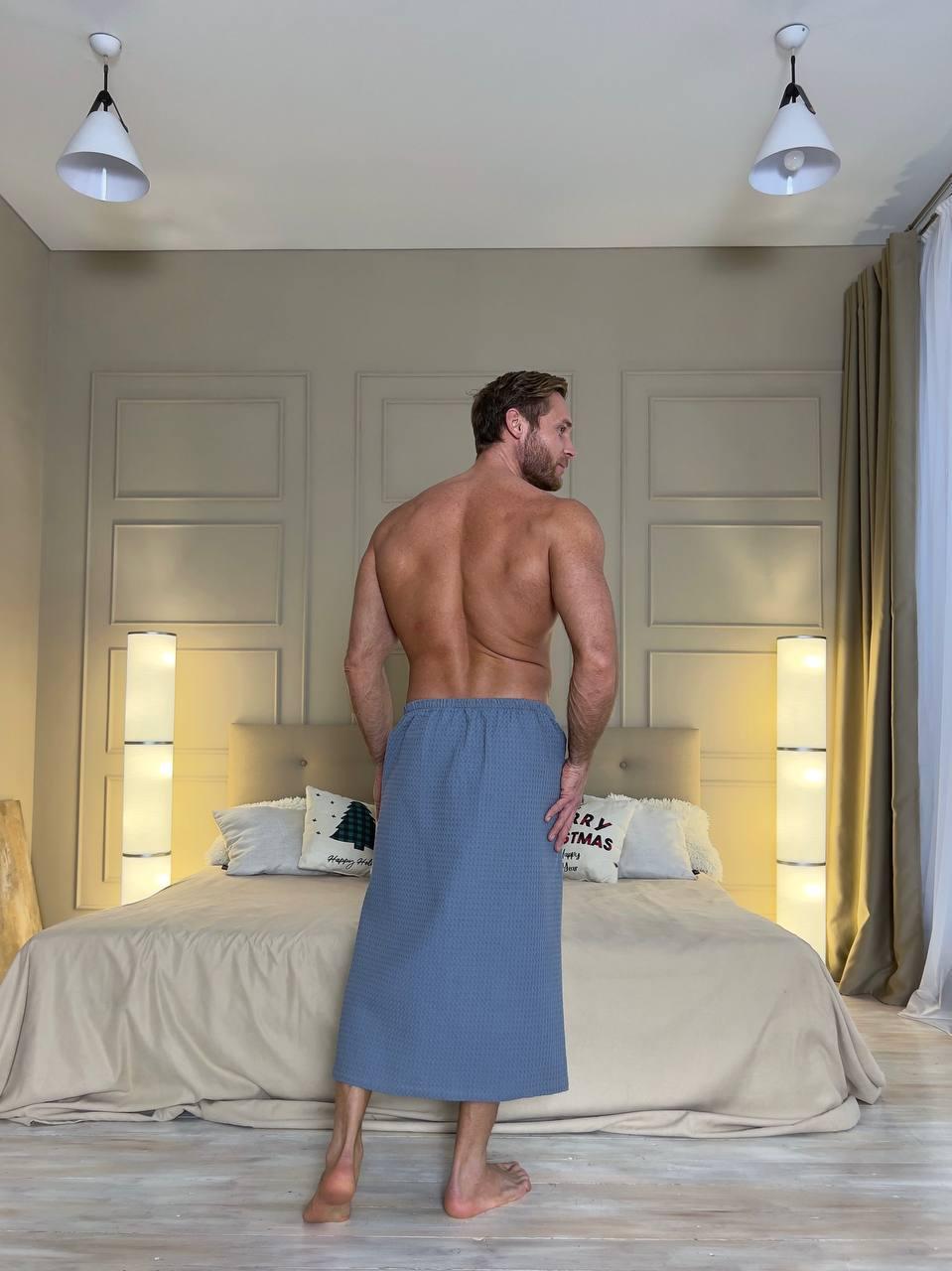 Подарочный набор для бани мужской COSY вафельный килт/полотенце/тапки XL Маренго (703Cb211S801) - фото 5