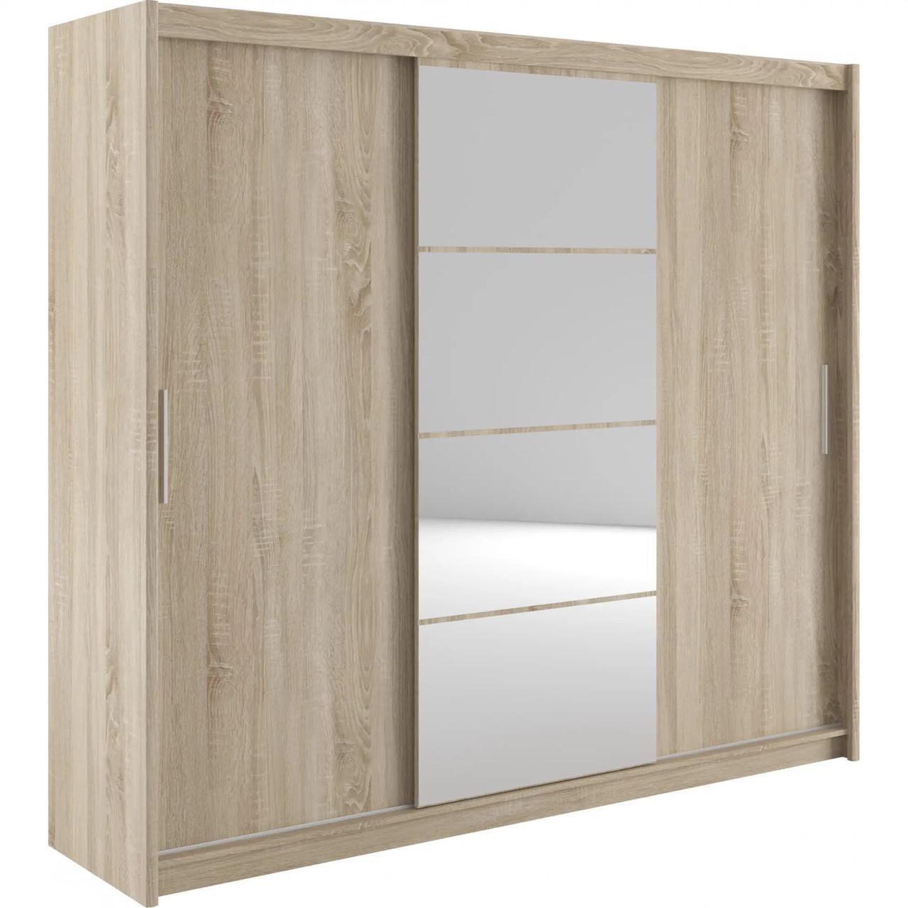 Шкаф-купе трехдверный с зеркалом Gerbor Марио 240 Дуб Сонома (GRB-1883)