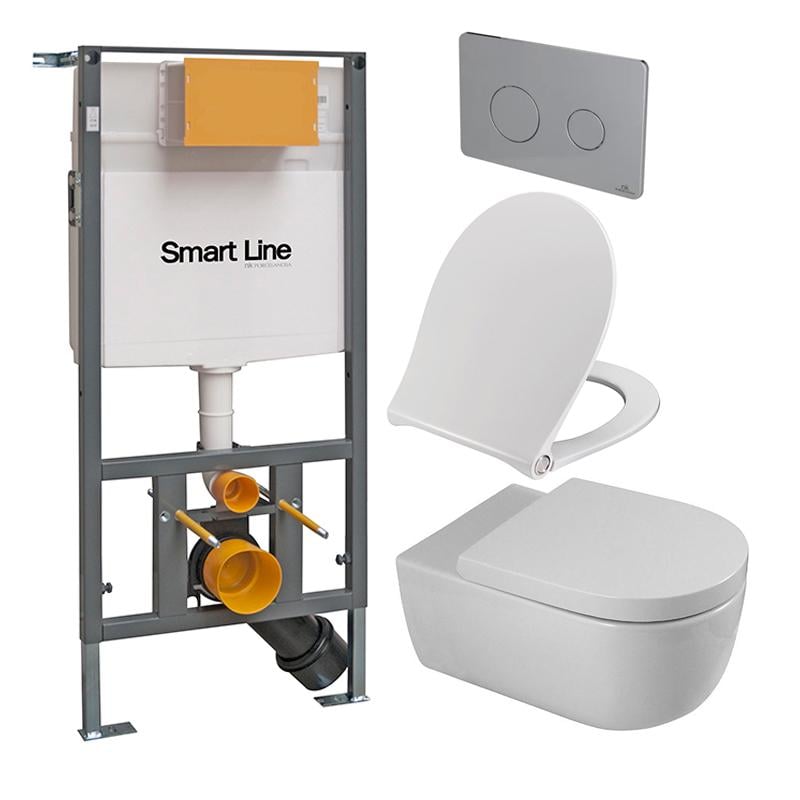 Комплект инсталляции NOKEN Smart-Line/Acro 100301225 с унитазом кнопка Хром (147426)