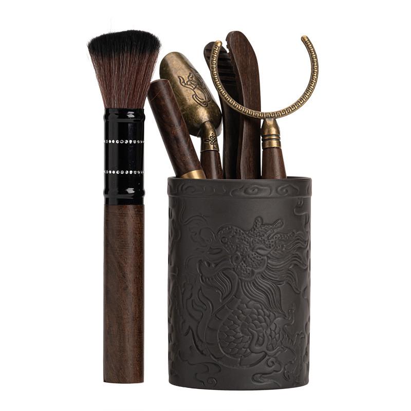 Набор инструментов для чайной церемонии Lesko ZBY-0224 Сянлун нож для пуэра/кисть/лопатка/держатель/щипцы (2640420650)