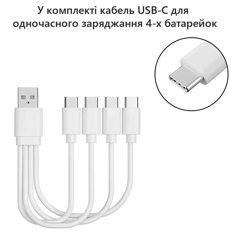Батарейки акумуляторні LiitoKala T36 AA з роз'ємом USB Type-C 1,5V 3600 mWh 4 шт. з кабелем для заряджання (136454) - фото 7