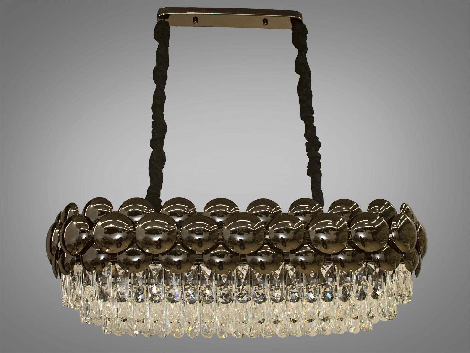 Люстра хрустальная Diash овальной формы 10 ламп Черный хром (QS6608/800x350BHR)