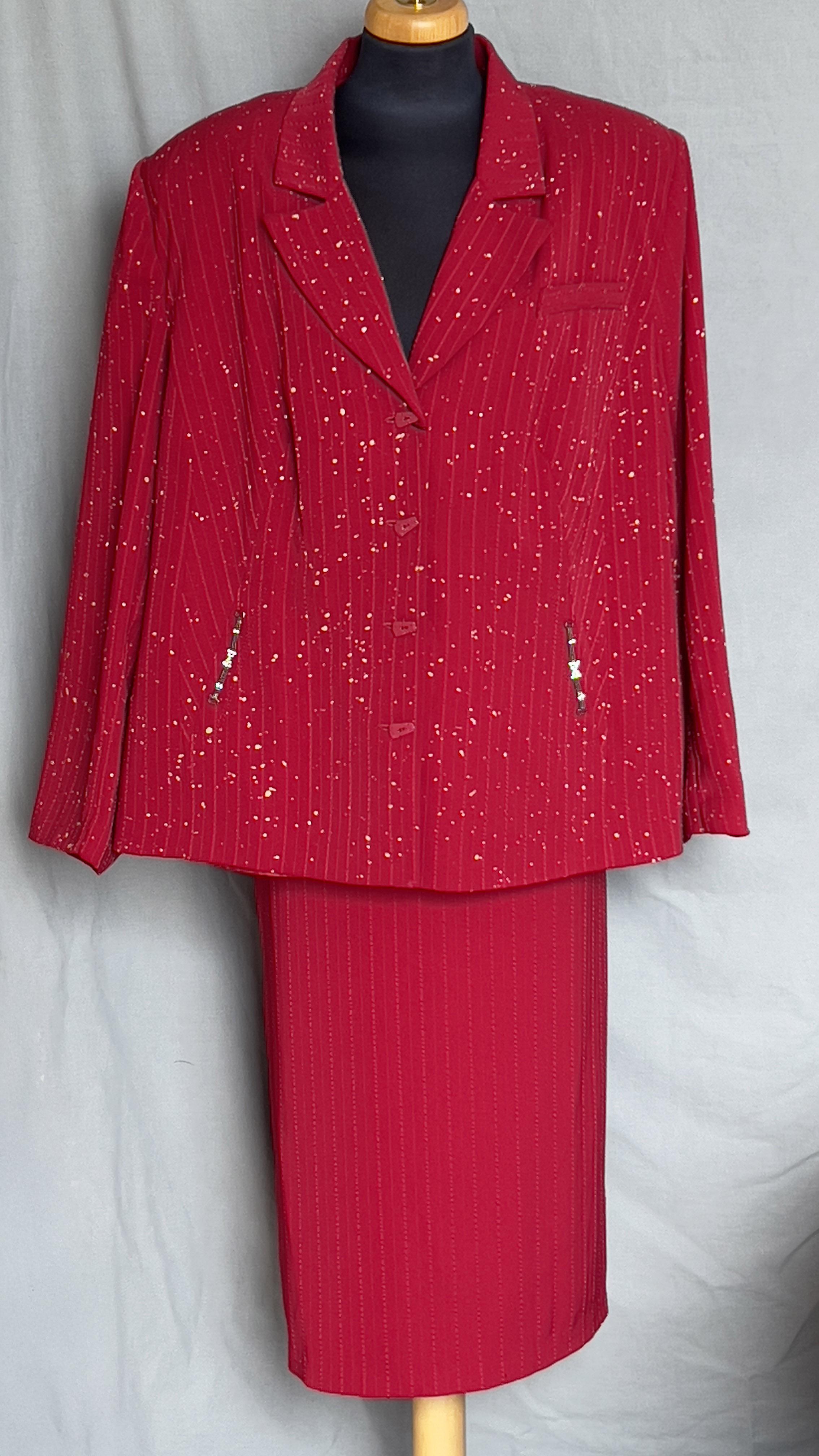 Костюм жіночий Dioma зі спідницею 6XL Червоний (1573364)