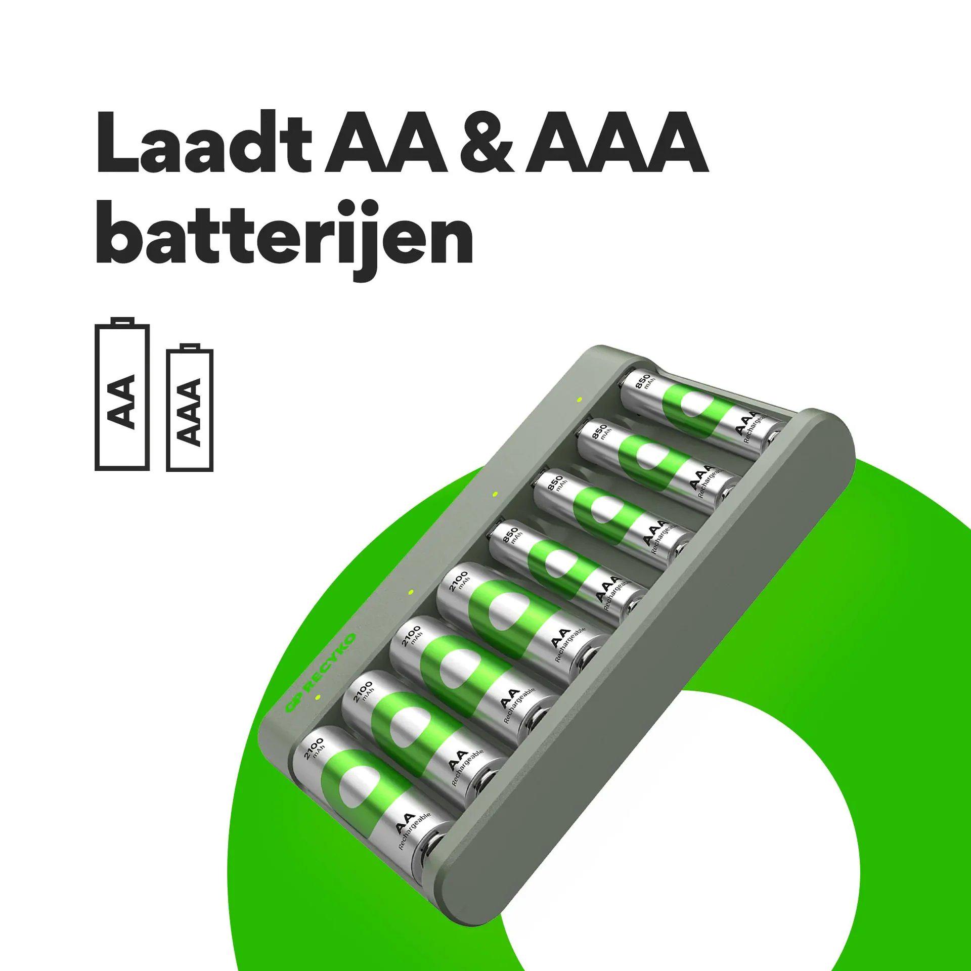 Зарядний пристрій універсальний GP E821 AAA 800 mAh AA/AAA Ni-Mh LED 4x2 каналів USB та акумулятори 4 шт. AA 2100 mAh (GPE821210E/85ER21-2TLB8) - фото 3