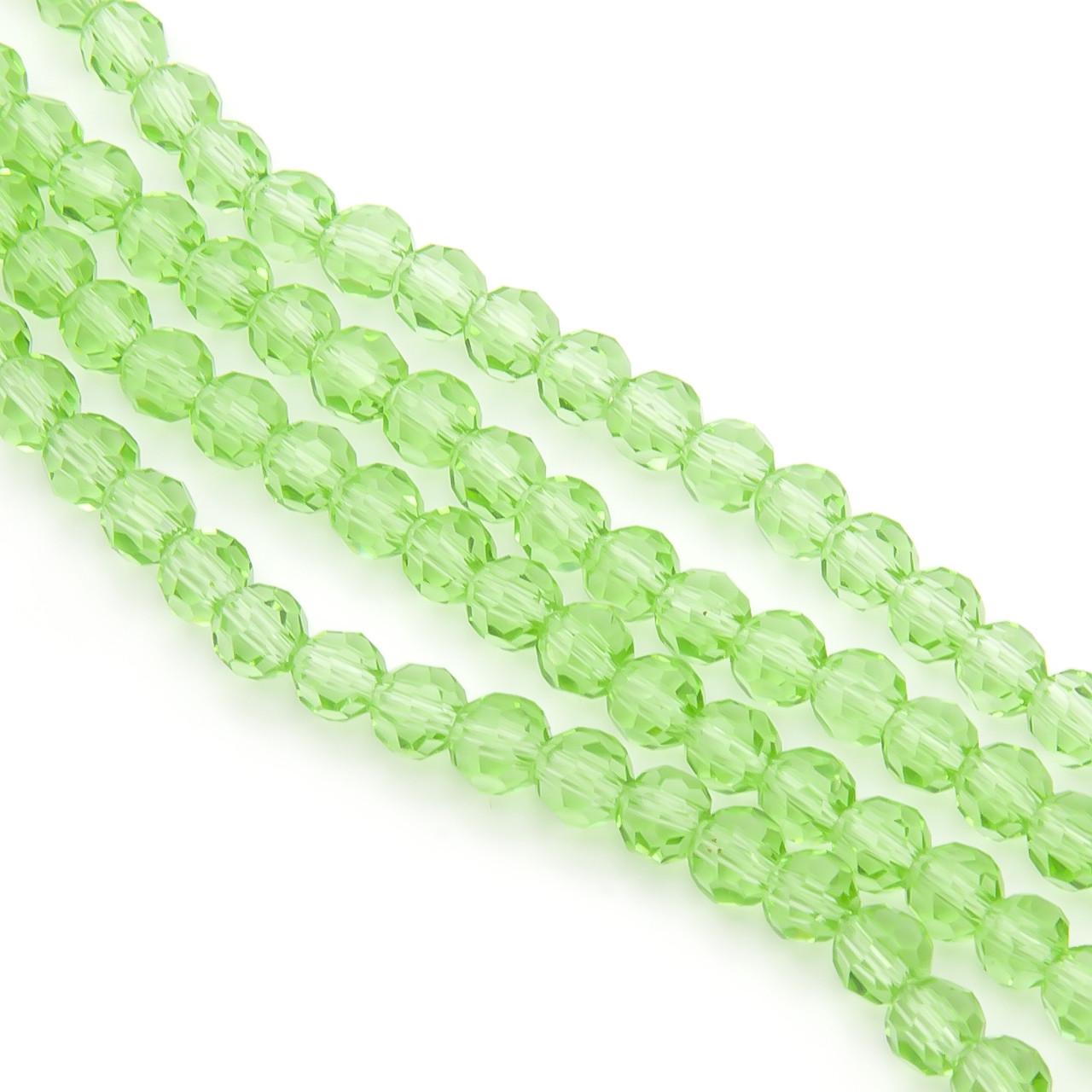 Бусины хрусталь огранка шар 95 шт. 37 см 4 мм прозрачный Салатовый (БС0004х61)