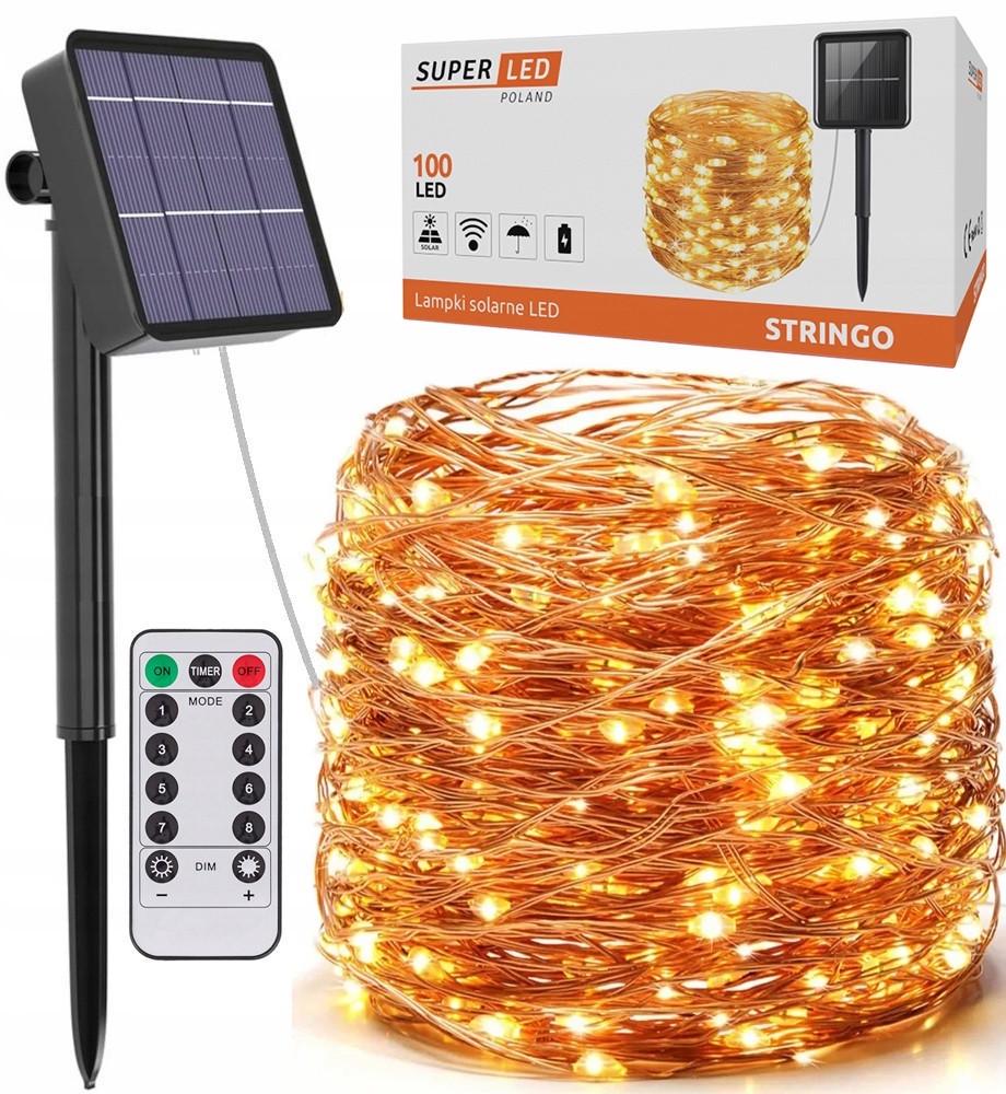 Гирлянда солнечная 10 м 100 LED-лампочек 8 режимов IP44 SuperLED Stringo Теплый белый свет (5162) Гирлянда солнечная 10 м 100 LED-лампочек 8 режимов IP44 SuperLED Stringo Теплый белый свет (5162)