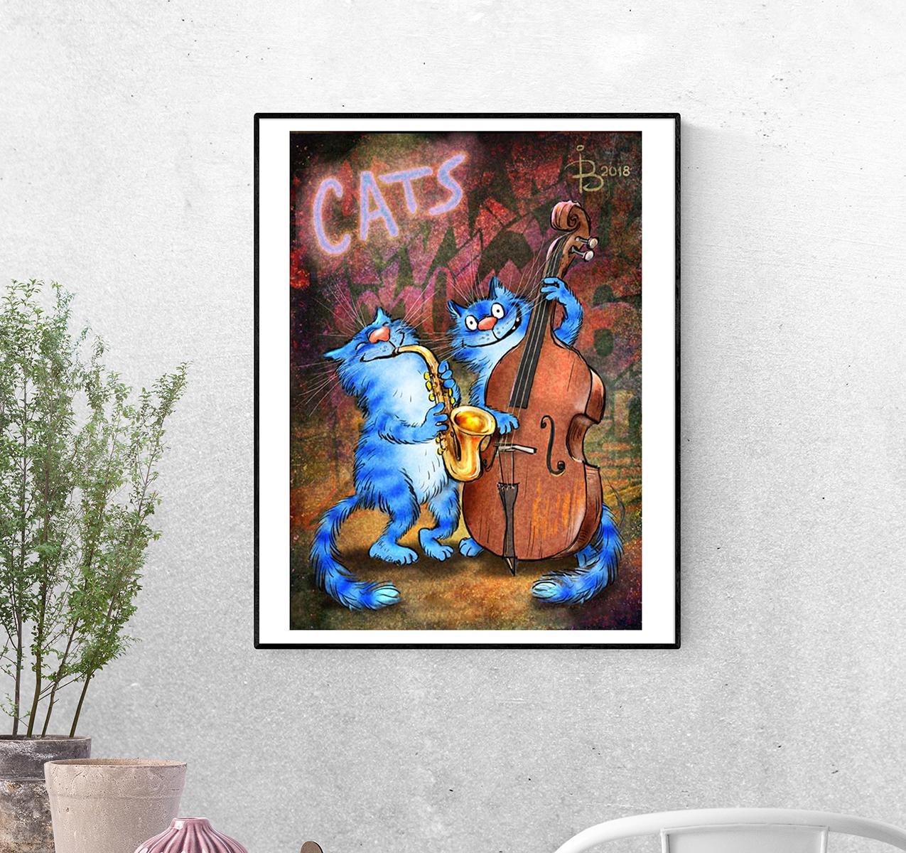 Постер В джазе только котики формат А-3