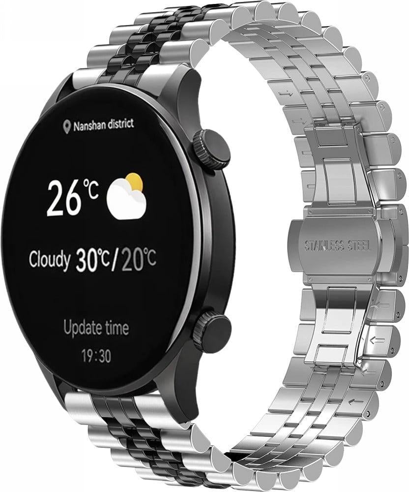 Браслет металлический Stech Line для Haylou Solar Plus RT3 LS16 Silver Black (40712-69)