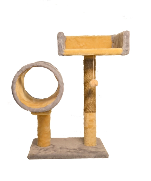 Когтеточка для кошек Пушистик с диваном и туннелем 56x38 Серо-бежевый (00000006779)