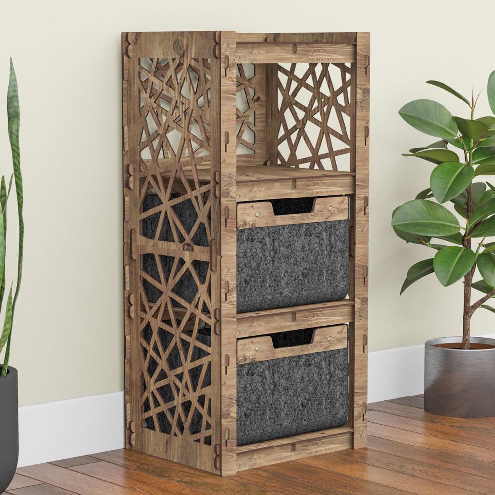 Комод для игрушек деревянный Hexagonica Crystals на 2 ящика черные корзины 900х413х345 мм (111244)