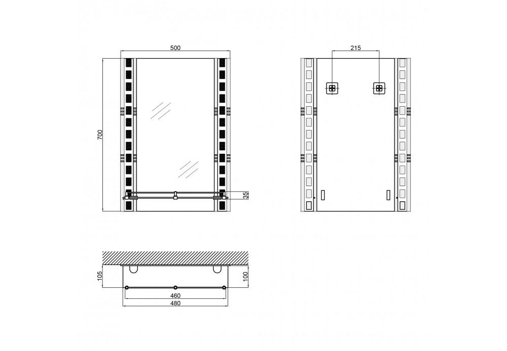 Зеркало Lidz (WHI)-140.07.06 с полкой 700х500 - фото 6