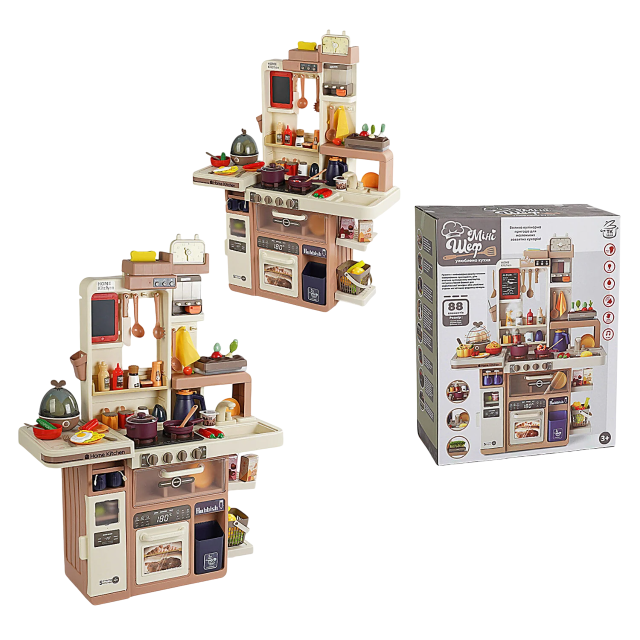 Кухня игровая TK Union Group 88 элементов/свет/звук/парогенератор Brown/Beige (159065) - фото 2