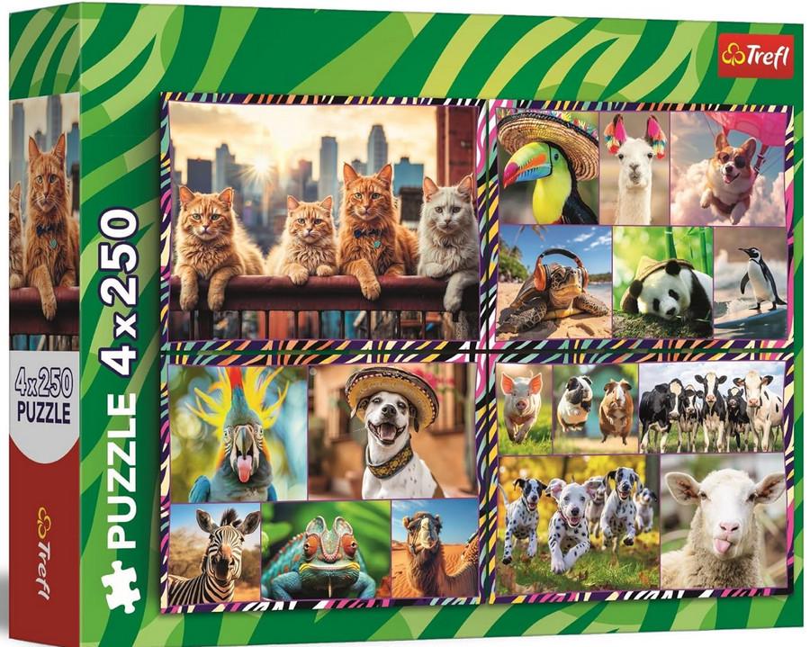 Пазл Trefl Веселі тварини 4х250 ел.